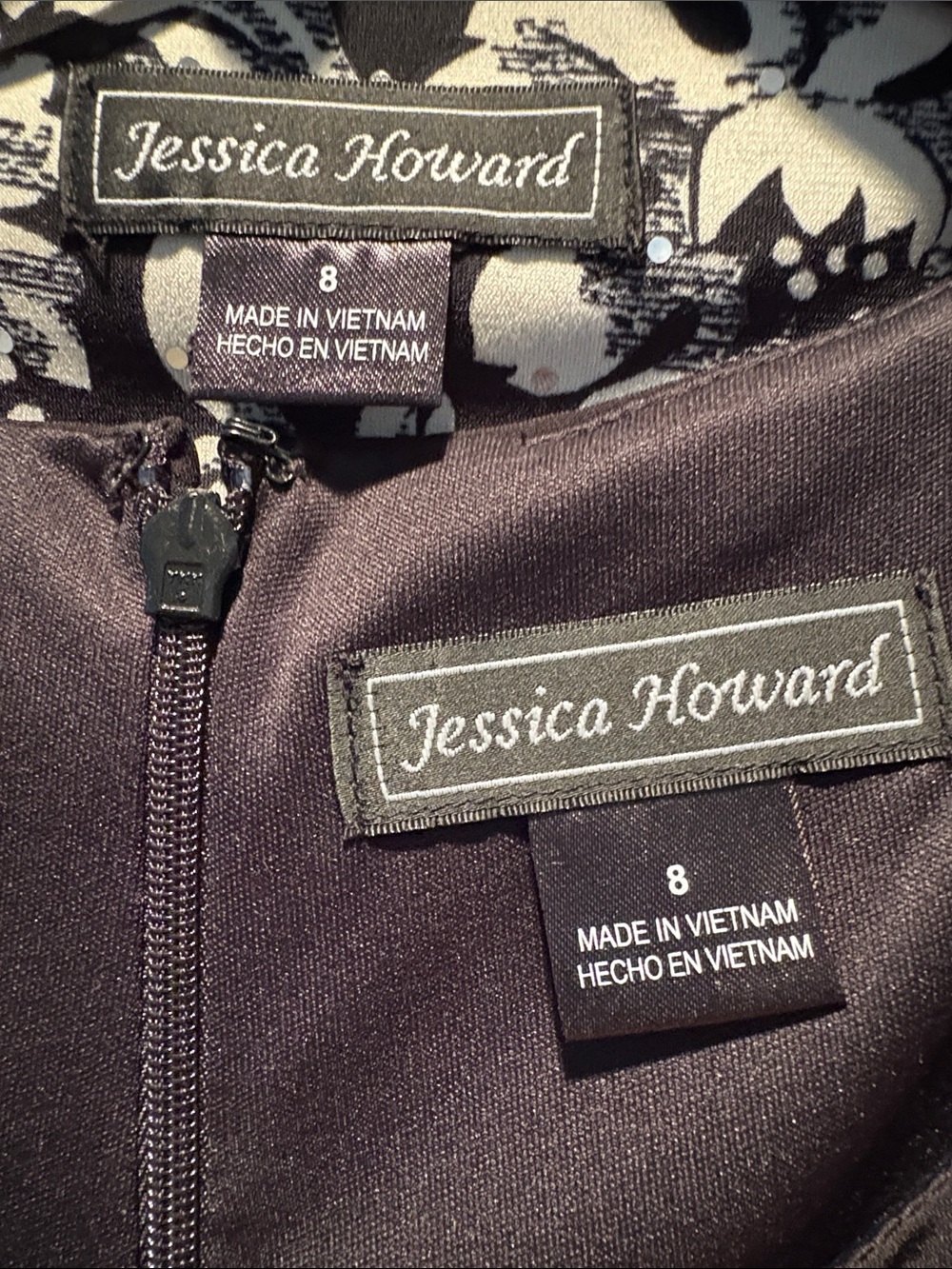 Jessica Howard Black Dress with Black-and-White Floral Jacket - Picture 2 of 7